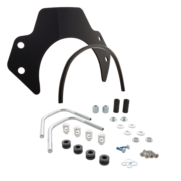 Flyscreen für Vespa Primavera 50-150ccm 2T/​4T, silberne Halter, schwarz getönt