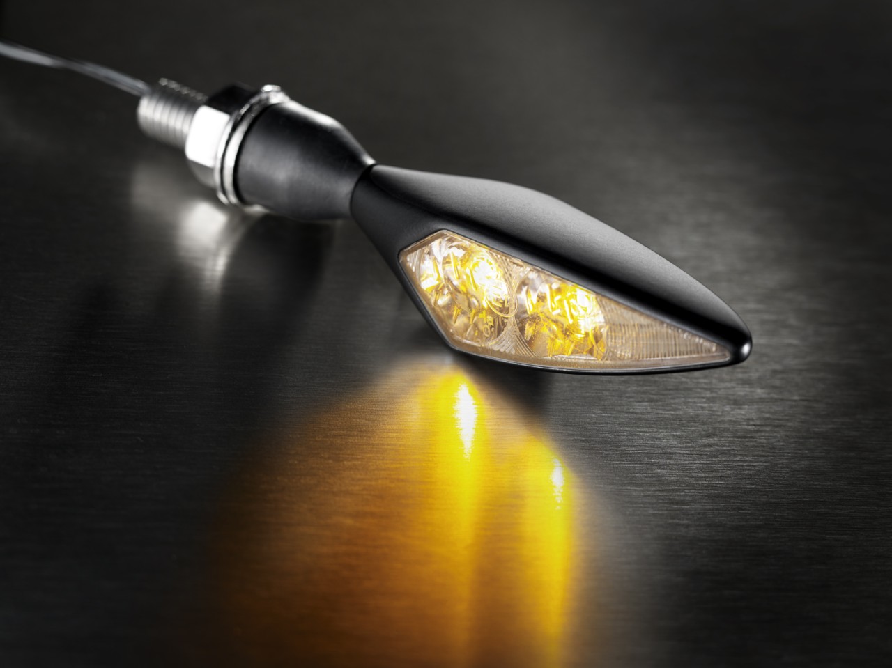 Kellermann Blinker, Rhombus Extreme, Stahl, LED, VR/HL, 12 V, schwarz seidenmatt, M8x20, E-geprüft