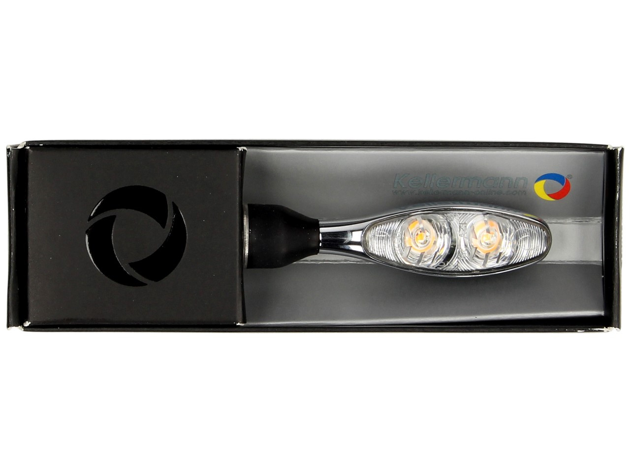Kellermann Blinker, Micro 1000 Extreme, Stahl, LED, V/H,  L/R, 12 V, chrom glänzend, M8x20