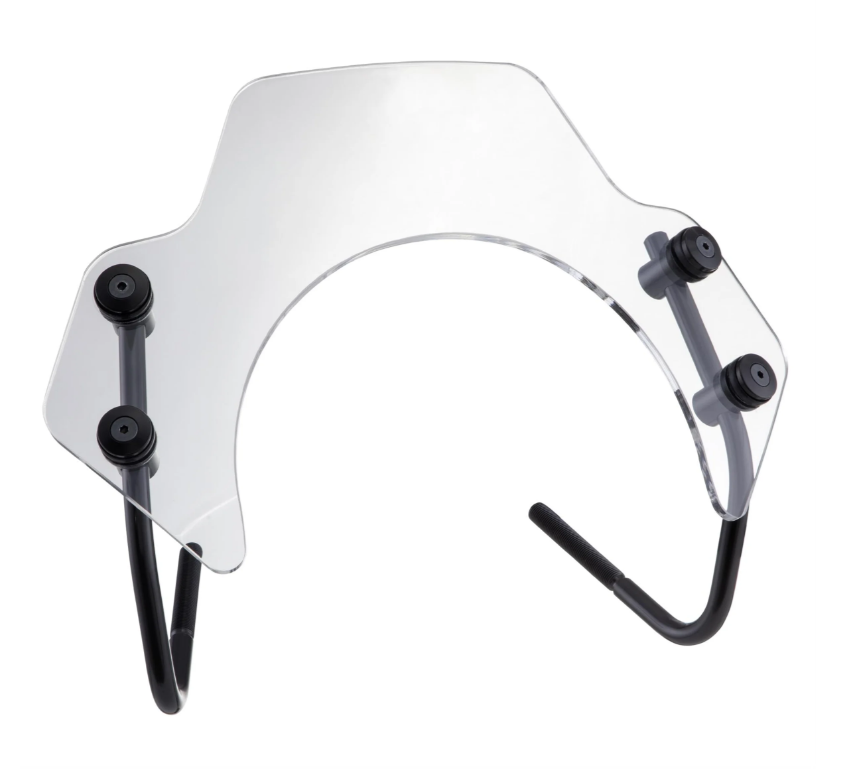 Flyscreen für Vespa Primavera/Elettrica 50-150ccm 2T/​4T, schwarze Halter, klar