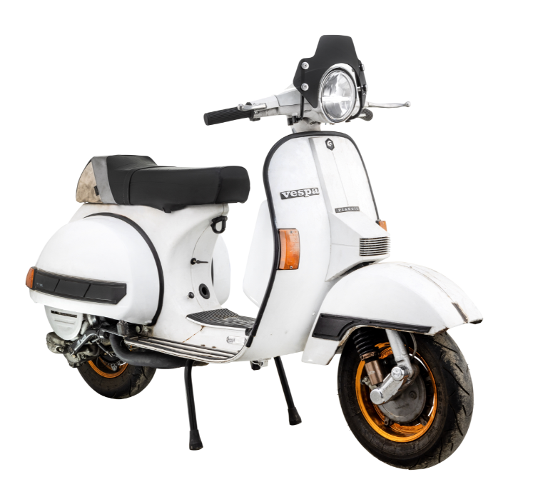 Flyscreen für Vespa PX 80-200ccm, silberne Halter, schwarz getönt
