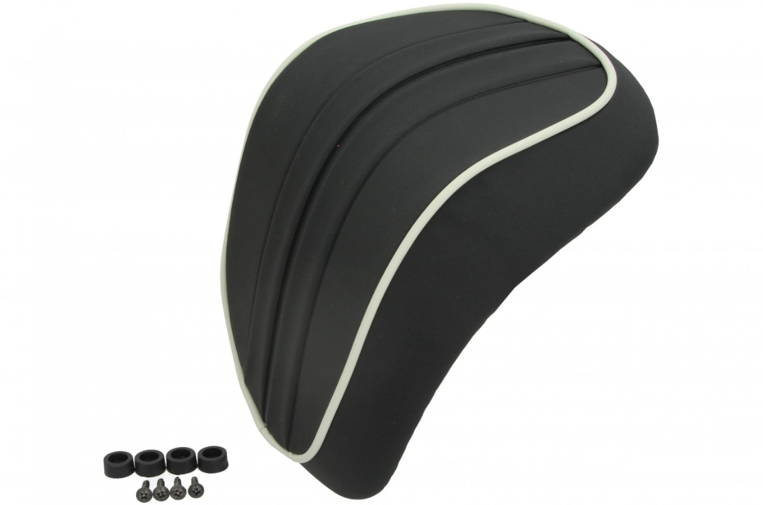 Rückenlehne "Nabuk" Vespa Primavera / Sprint, schwarz mit weißem Keder