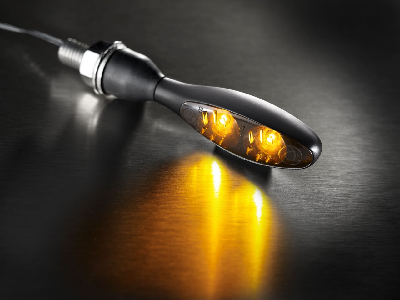 Kellermann Blinker, Micro 1000 LED Dark, Stahl, LED, V/H,  L/R, 12 V, schwarz seidenmatt, M8x20