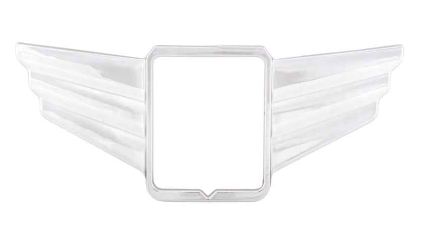 Kaskadenzierflügel für eckiges PIAGGIO Emblem, Mark II, für Vespa, Kunststoff, chrom