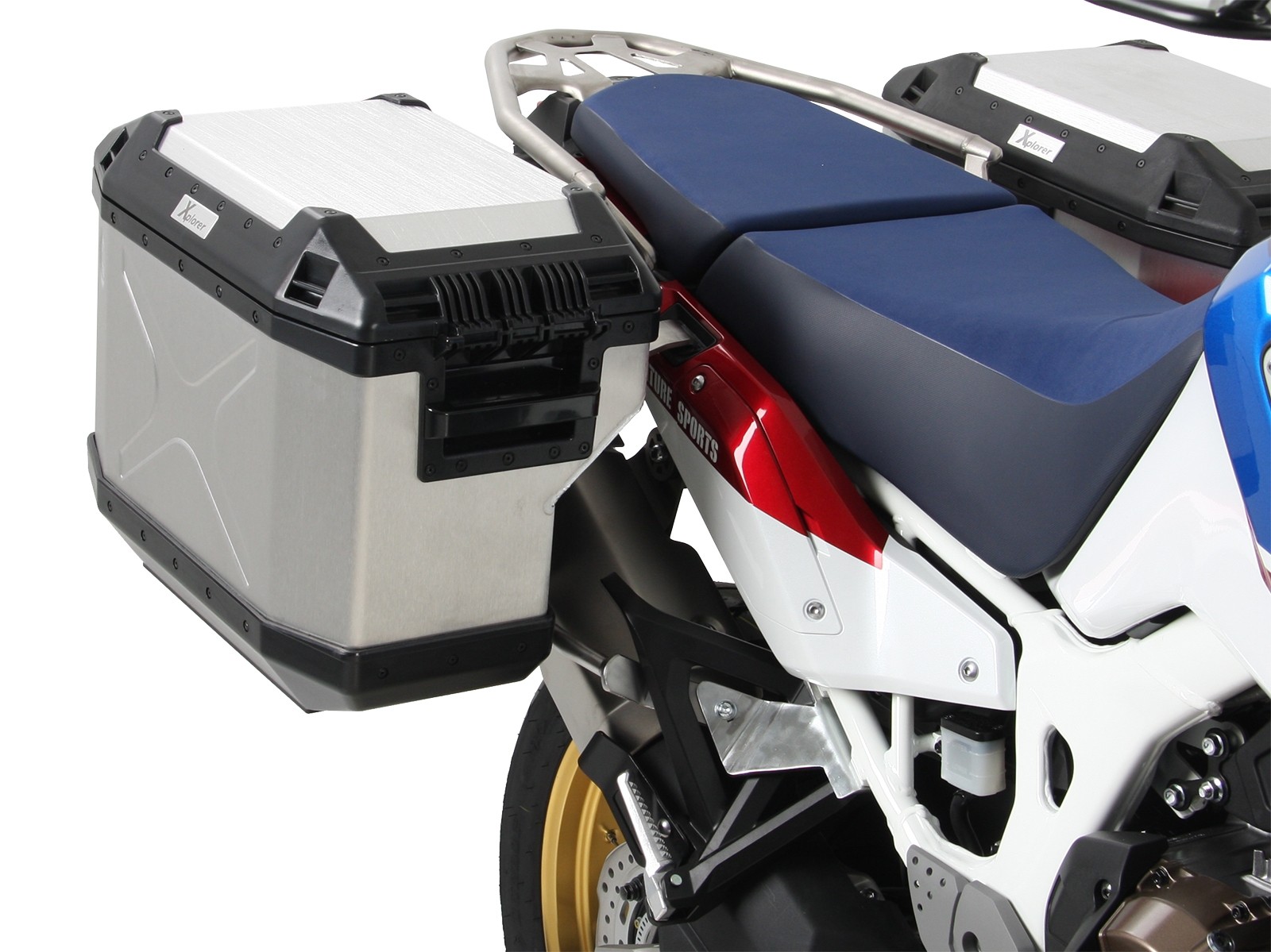 Xplorer Cutout Kofferset silber + Cutout-Träger silber für Honda CRF1000 Africa Twin (18-19)