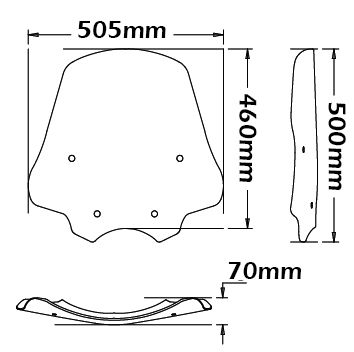 Mittlere Windschutzscheibe - Höhe 500 mm für BMW R 1200 R (06-10)