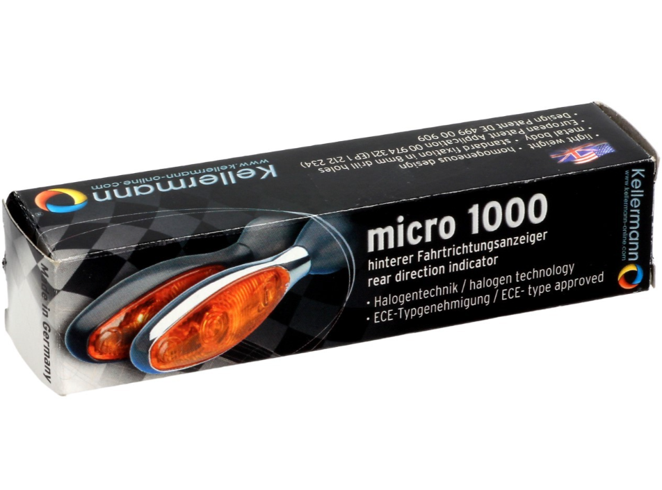 Kellermann Blinker, Micro 1000 Halogen, Stahl, Halogen, HR/HL, 12 V, 6 W, schwarz seidenmatt