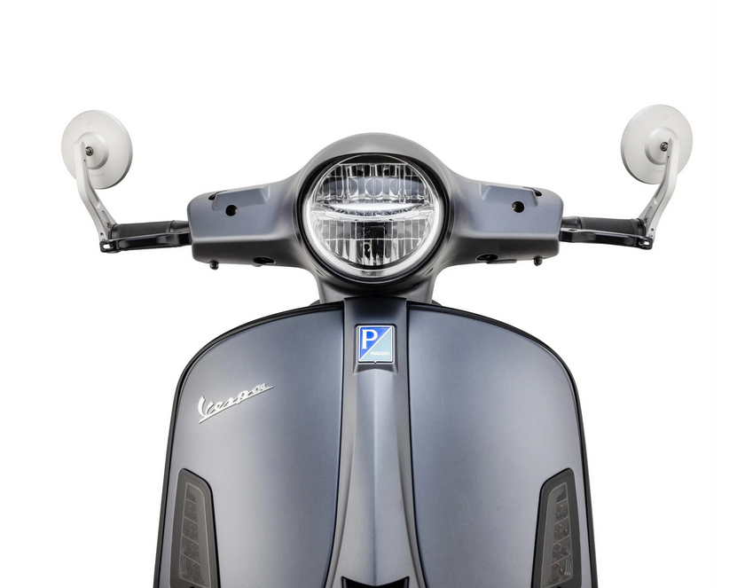 Lenkerendenspiegel für Vespa, links oder rechts, rund, silber matt