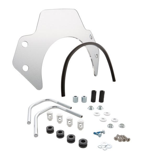 Flyscreen für Vespa Primavera 50-150ccm 2T/​4T, silberne Halter, klar