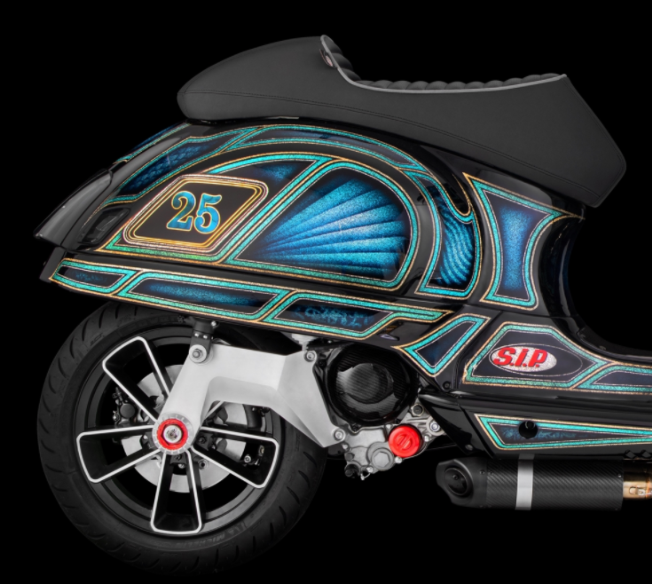 Schwingarm für Rennauspuff, hinten für Vespa GTS/​GTS Super/​GTV 125-300ccm mit ABS, silber