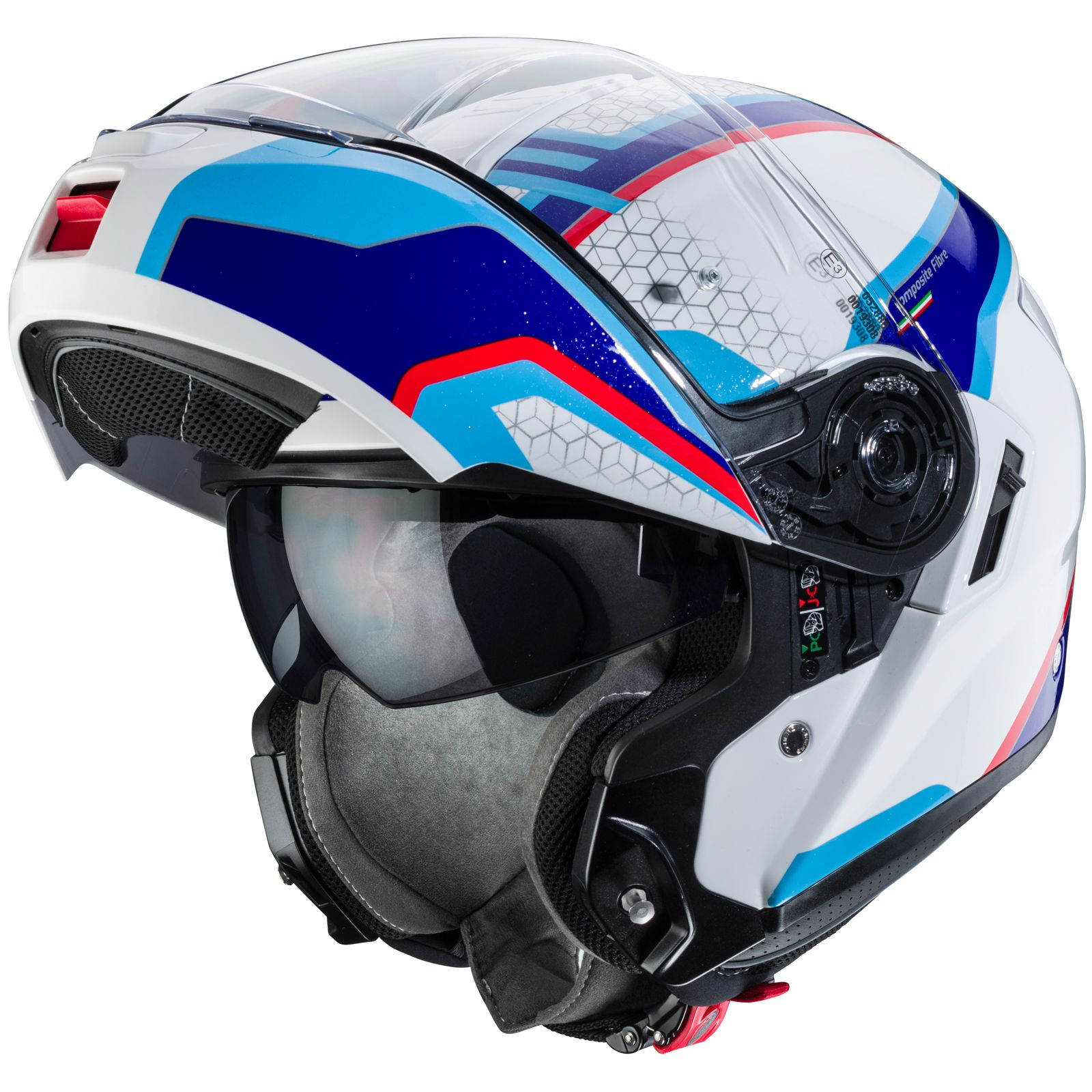 Caberg Helm Levo Sonar, weiß/blau-rot