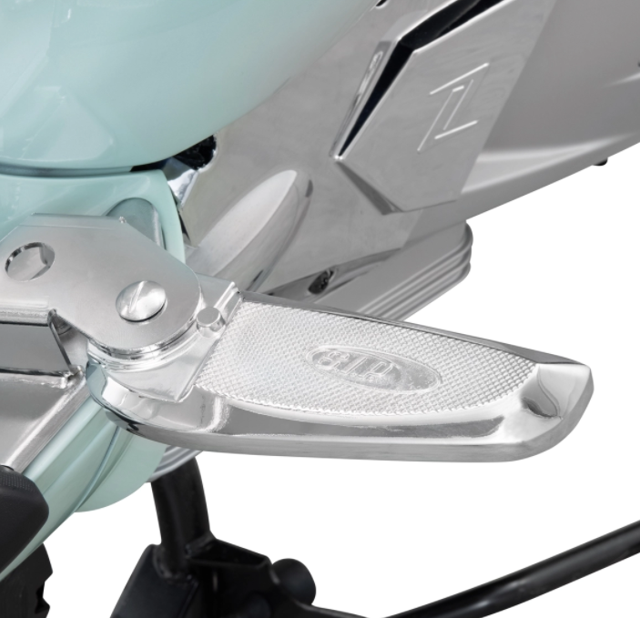 Fußrasten rechts und links für Vespa Primavera/​Sprint 50-150ccm 2T/​4T AC, chrom/chrom