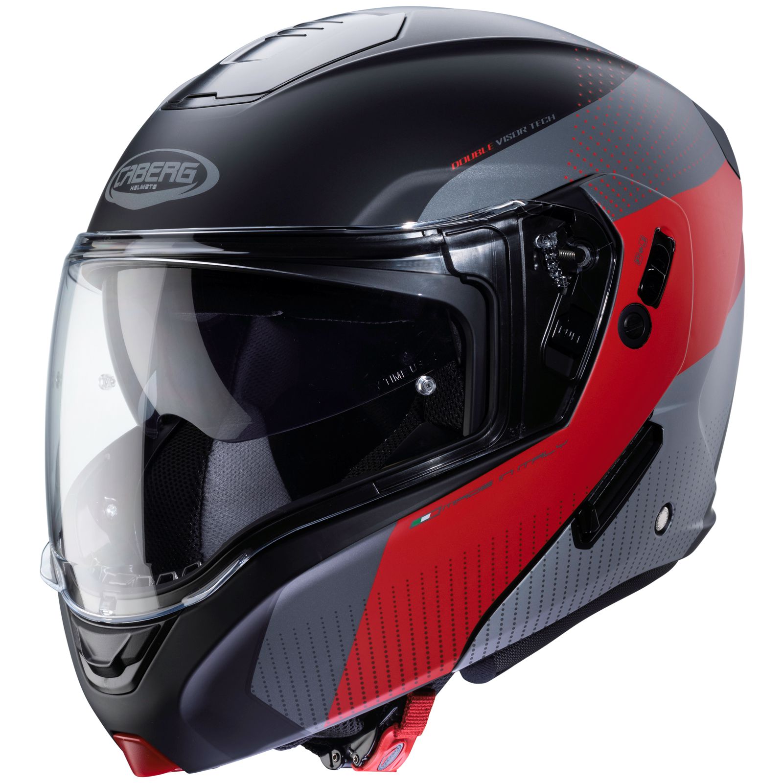 Caberg Helm Horus Scout, matt-schwarz/fluo-rot-grau