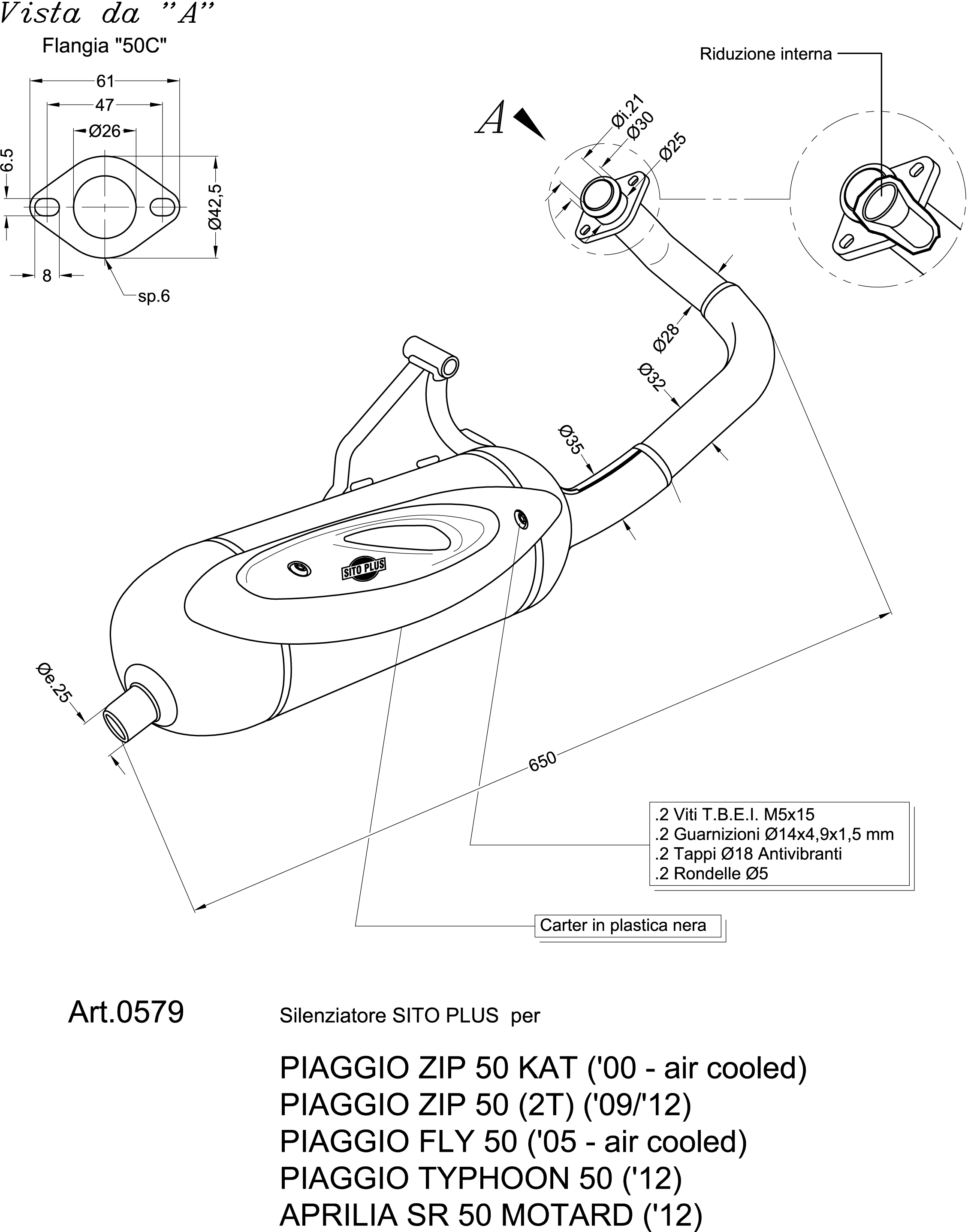 Sito / LeoVince Auspuffanlage Sito Plus, Stahl für Piaggio ZIP / FLY