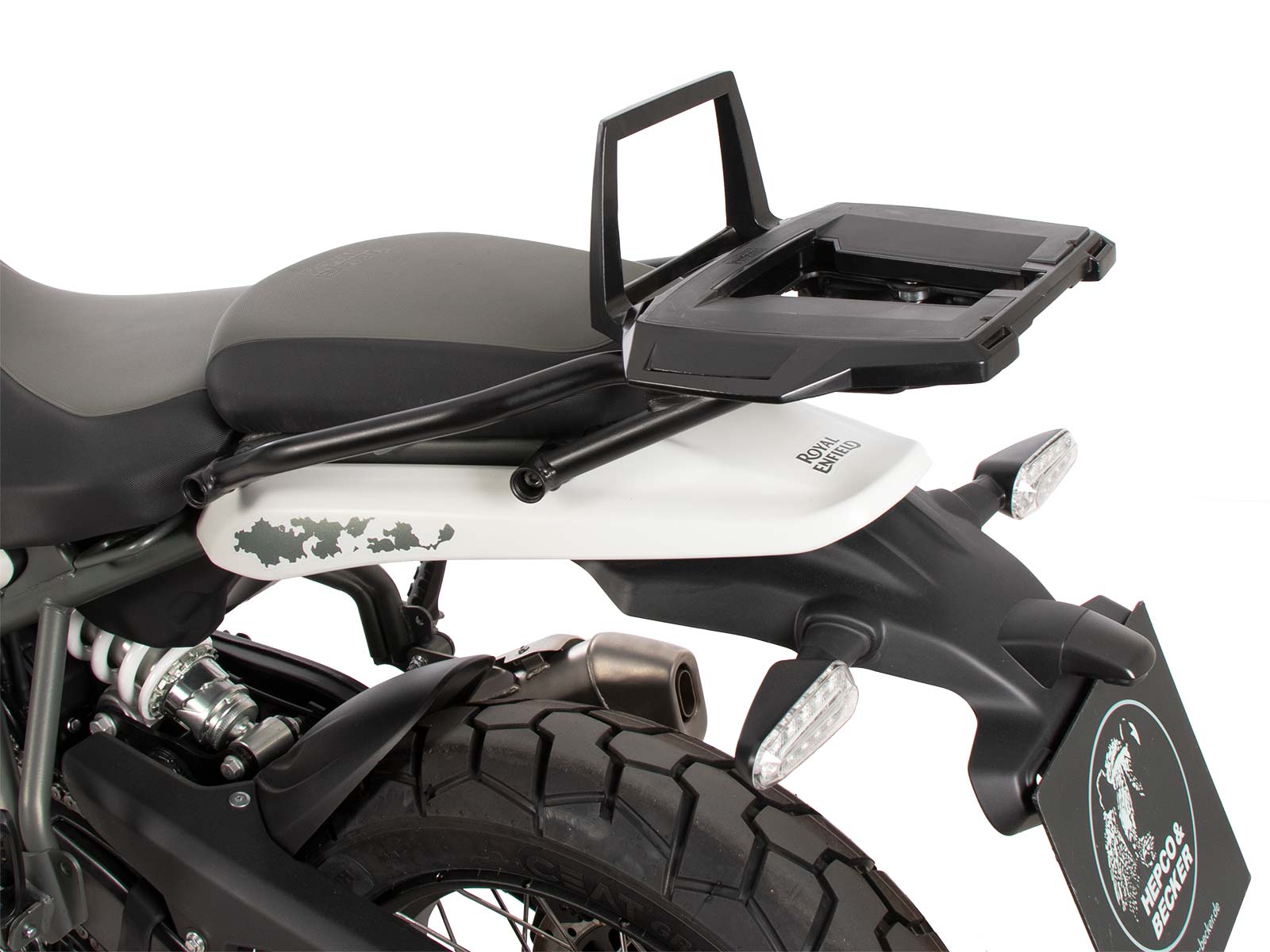 Alurack Topcaseträger schwarz auf Originalgepäckbrücke für Royal Enfield Himalayan 450 (24-)