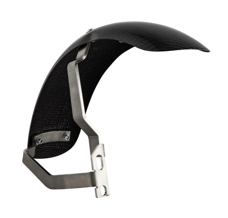 Kotflügel 2.0 Garelli Race EVO II für Vespa PX 80-200ccm, Carbon klar, Halter Edelstahl