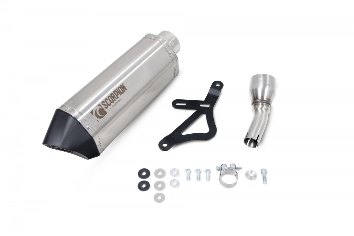 Sportauspuff Scorpion "Red Power" silber für Vespa GTS/​GTS Super/​GTV 300ccm HPE (`20-) Euro 5