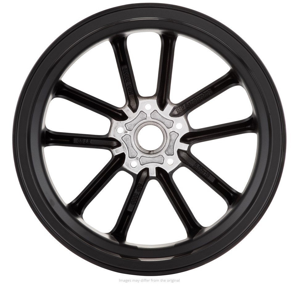 Felge vorne/hinten 13” für Vespa GTS/​GTS Super/​GTV/​GT 125-300ccm, schwarz mit silbernem Rand