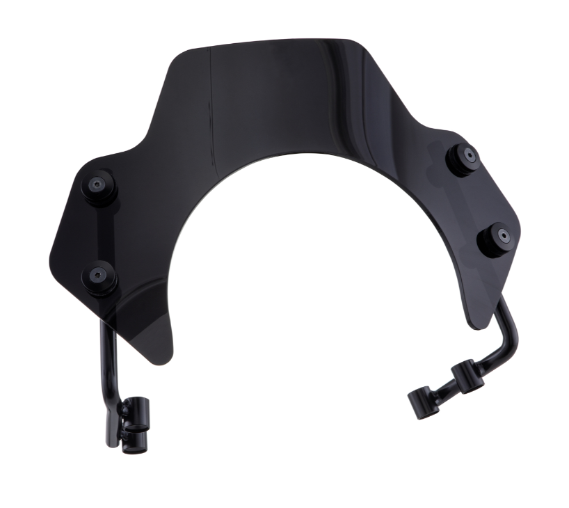 Flyscreen für Vespa PX 80-200ccm, schwarze Halter, schwarz getönt