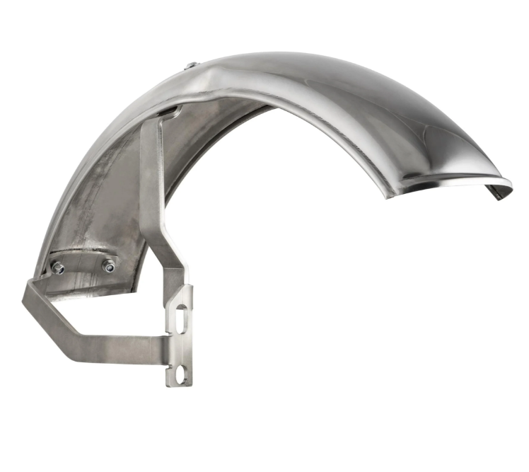 Kotflügel 2.0 Garelli für Vespa PX 80-200ccm, Edelstahl poliert, Halter Edelstahl