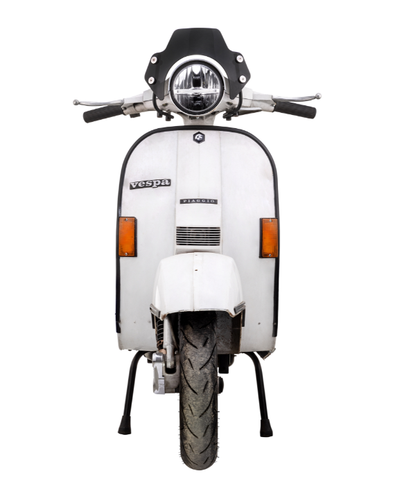 Flyscreen für Vespa PX 80-200ccm, schwarze Halter, schwarz getönt