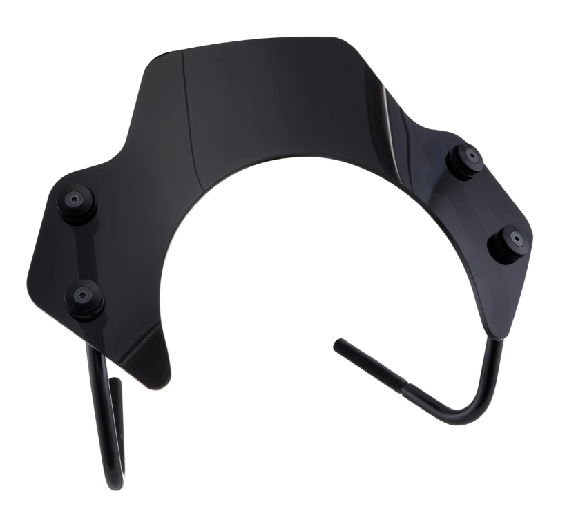Flyscreen für Vespa Primavera/Elettrica 50-150ccm 2T/​4T, schwarze Halter, schwarz getönt