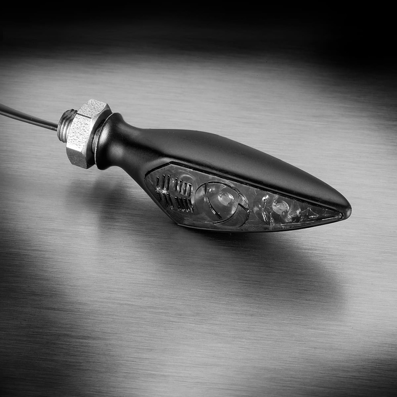 Kellermann Blinker, Rhombus S Dark, Aluminium, LED, VL/HR, 12 V, schwarz seidenmatt, M5x0,5x6,5