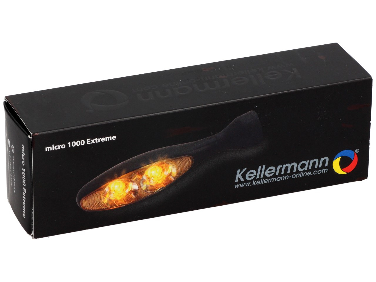 Kellermann Blinker, Micro 1000 Extreme, Stahl, LED, V/H,  L/R, 12 V, chrom glänzend, M8x20