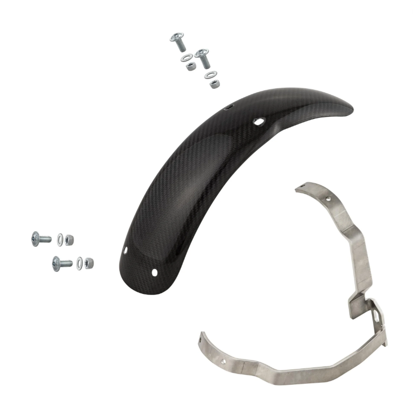 Kotflügel 2.0 Garelli Race EVO II für Vespa PX 80-200ccm, Carbon klar, Halter Edelstahl