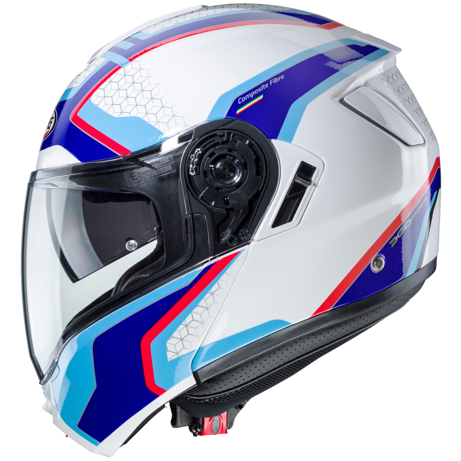 Caberg Helm Levo Sonar, weiß/blau-rot
