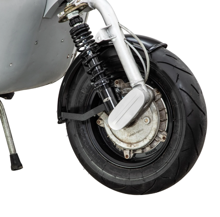 Kotflügel 2.0 Garelli für Vespa PX 80-200ccm, Metall schwarz glänzend, Halter schwarz