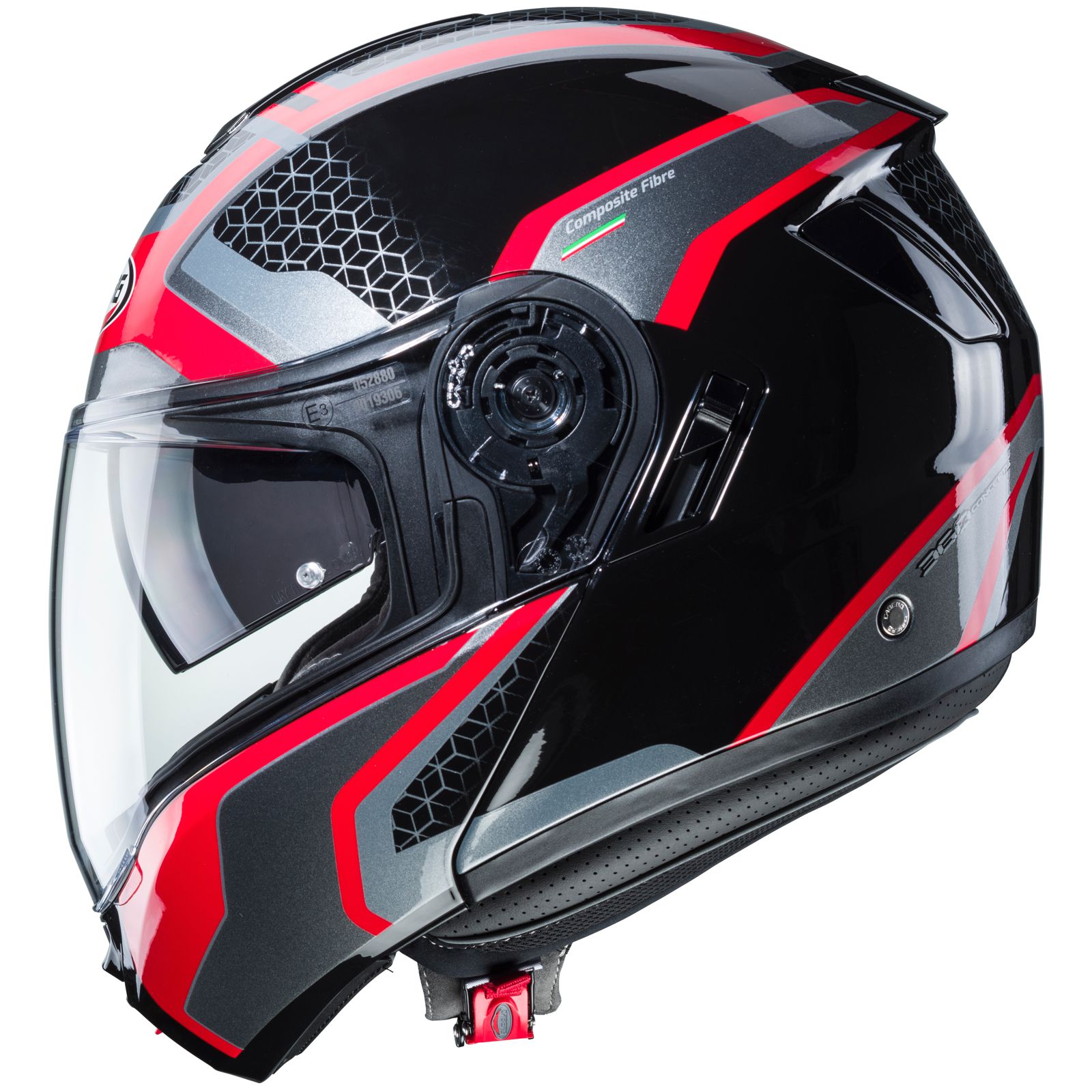 Caberg Helm Levo Sonar, schwarz/rot-anthrazit