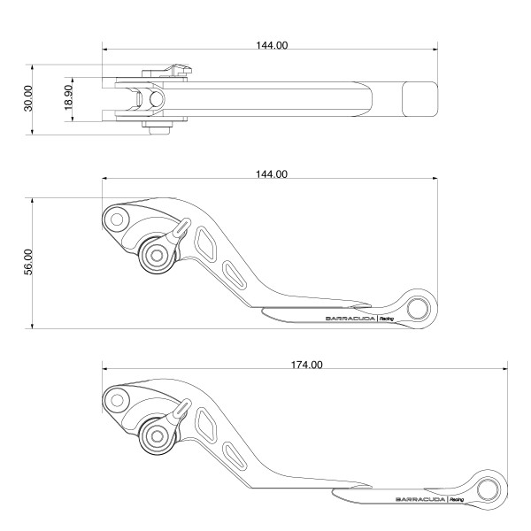 Hebelsatz für Kawasaki Versys 1000 / Z1000 / ZX6-R / ZX6-RR Ninja / ZX10-R Ninja - Barracuda