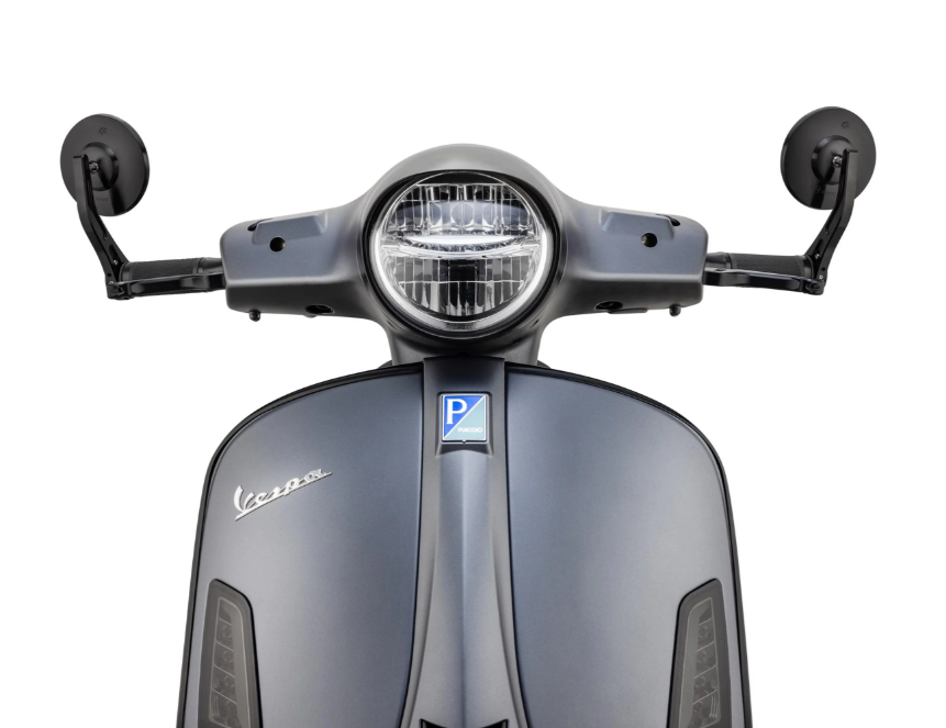 Lenkerendenspiegel für Vespa, links oder rechts, rund, schwarz glänzend