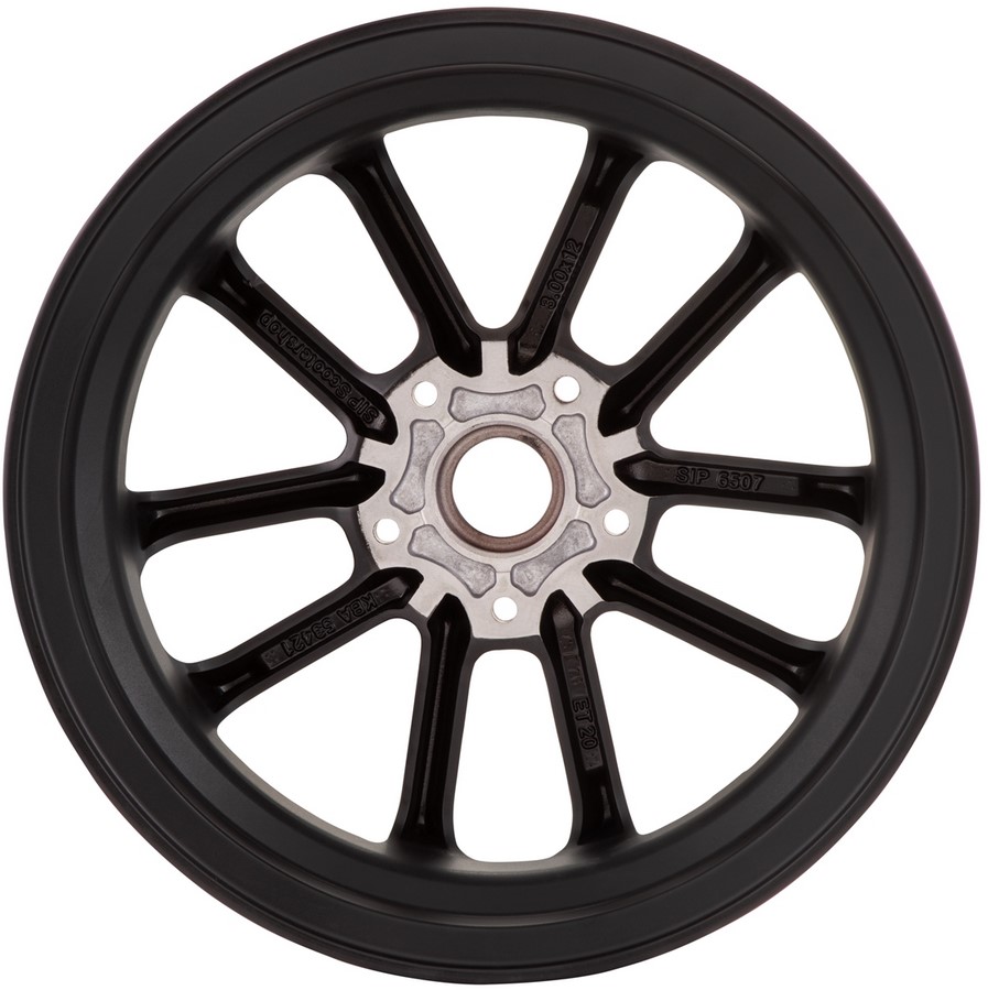 Felge vorne/hinten 12" für Vespa GTS/​GTS Super/​GTV/​GT 60/​GT/​GT L 125-300ccm, schwarz matt/​rot