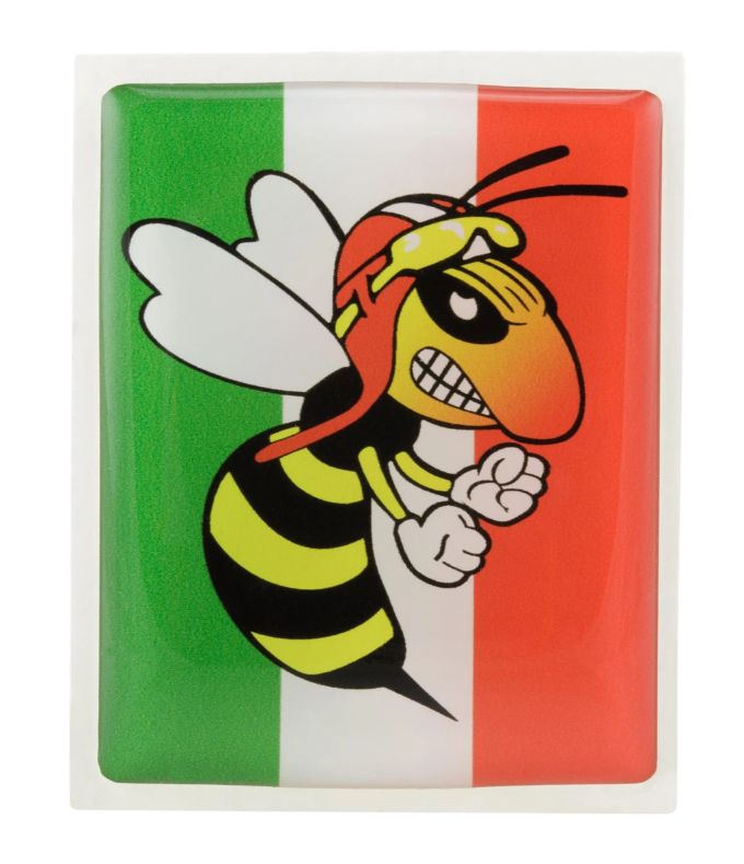 Vespa Emblem "wütende Wespe" 4-Eck Kaskade, grün/weiß/rot