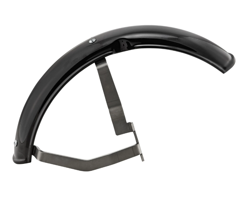 Kotflügel 2.0 Garelli für Vespa PX 80-200ccm, Metall schwarz glänzend, Halter Edelstahl gebürstet