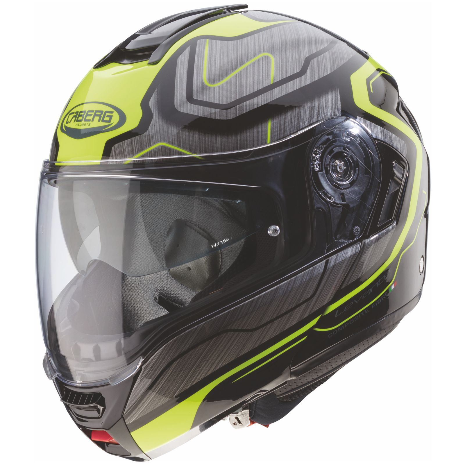 Caberg Helm Levo Flow, schwarz/grau-fluo-gelb