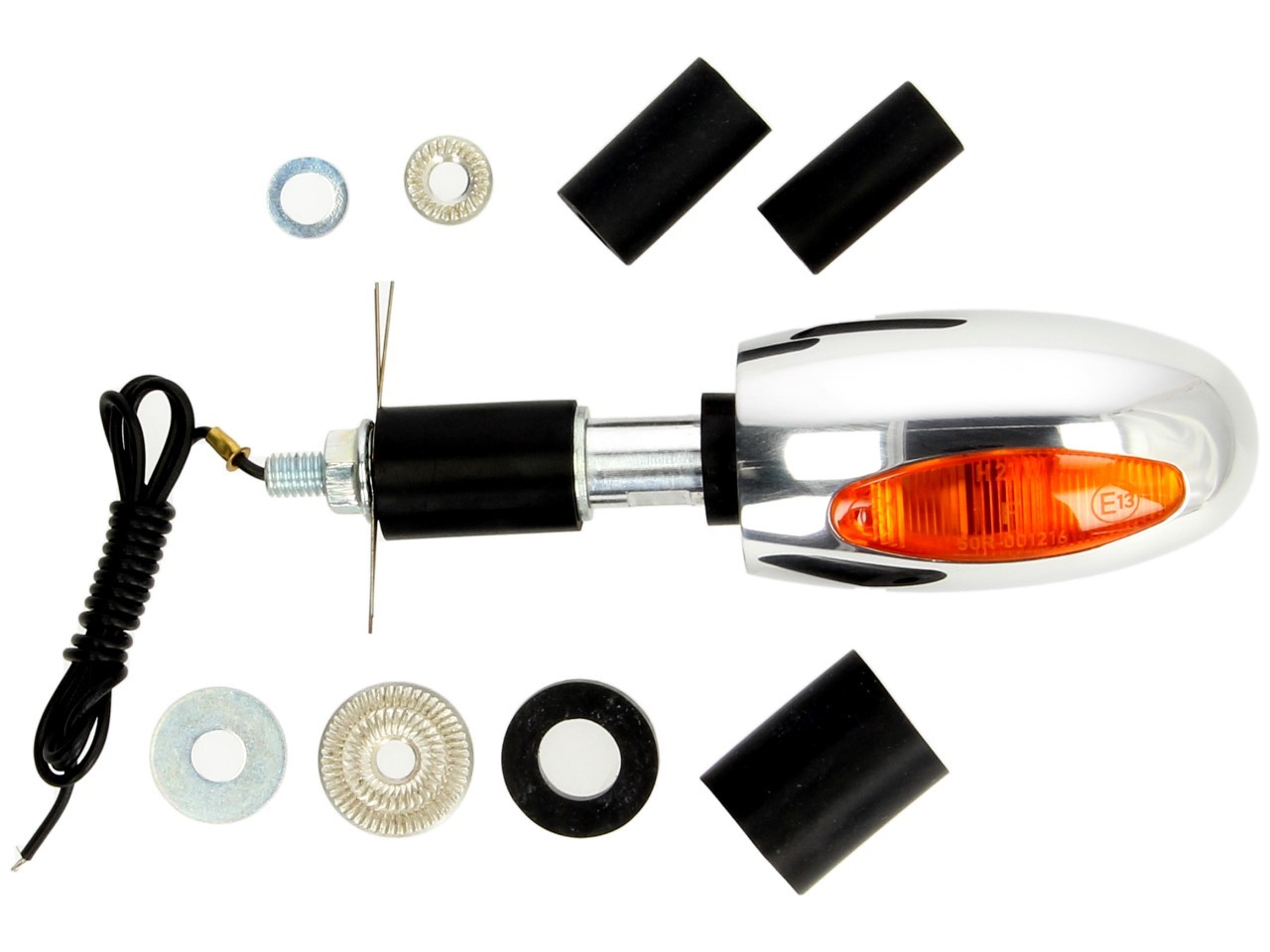 Kellermann Blinker, BL 1000 yellow, Aluminium, Halogen, VR/VL, 12 V, 21 W, chrom poliert, glänzend