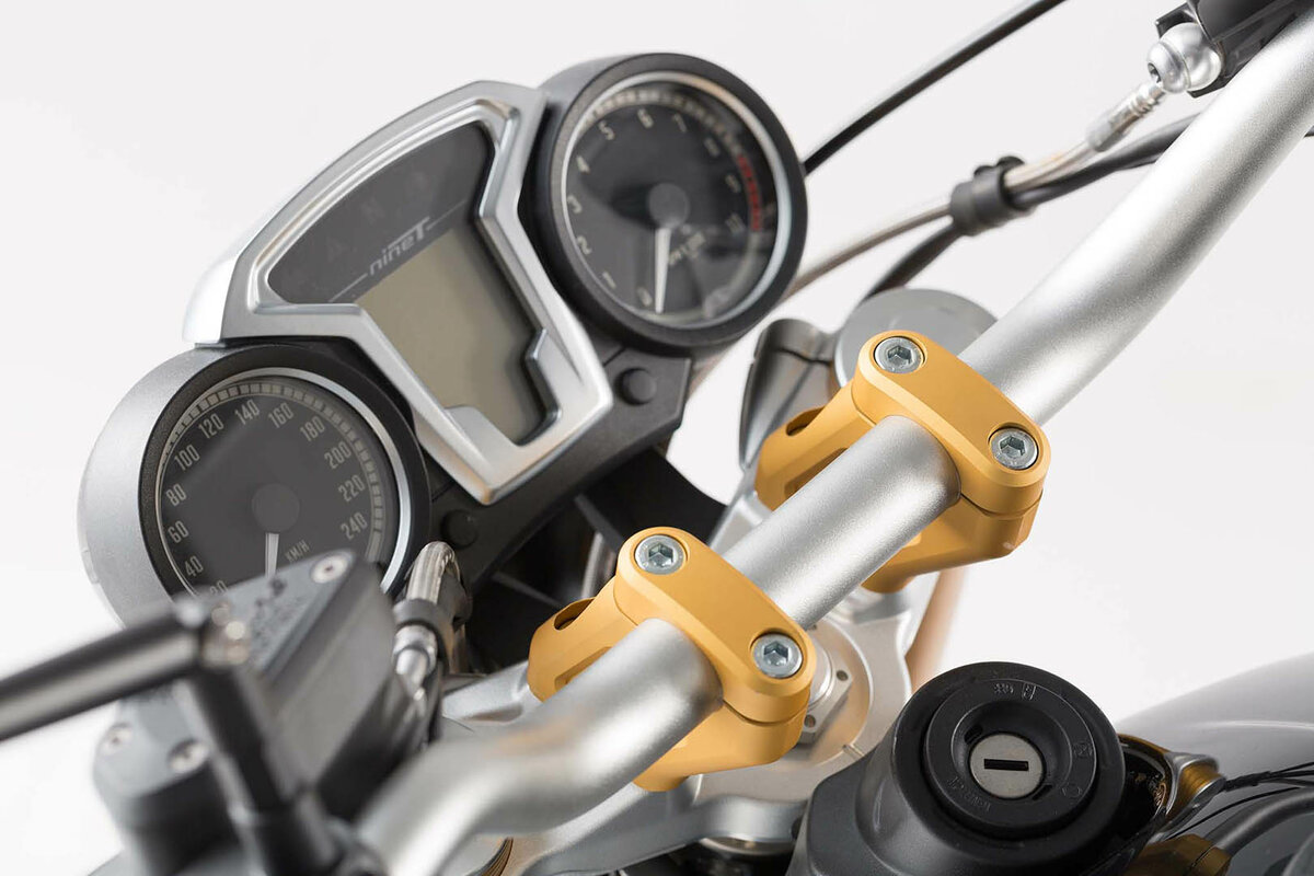 SW-Motech Lenkerverlegung, golden, H=20 mm, Verlegung um 30 mm für BMW R nineT