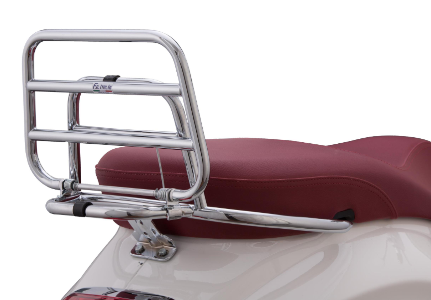 Gepäckträger hinten für Vespa Primavera /​Sprint /​Elettrica 50-150ccm, klappbar, chrom