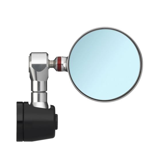 Lenkerendenspiegel RIZOMA "SPY-R" Ø 57 mm links oder rechts für Vespa, schwarz/silber eloxiert