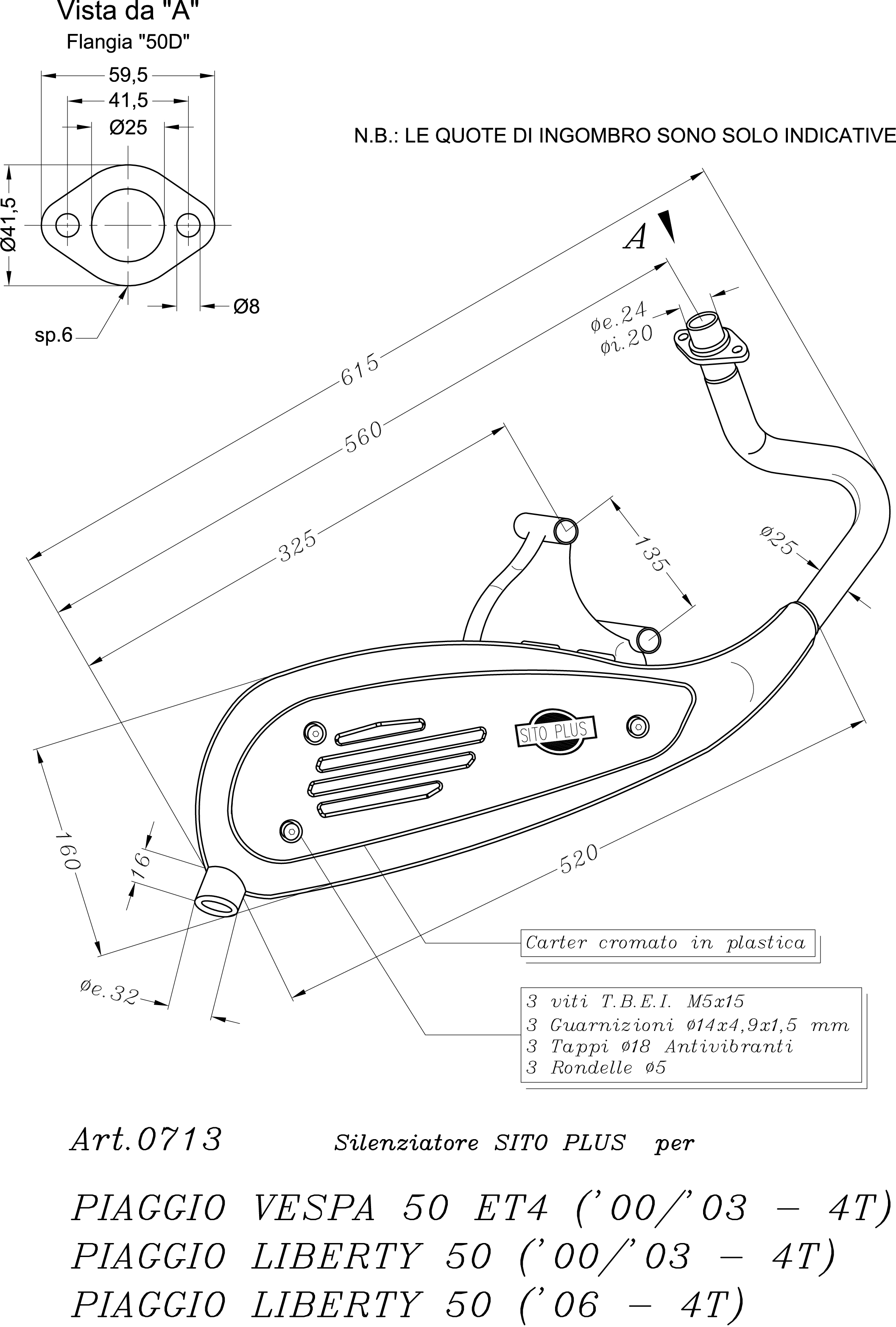 Sito / LeoVince Auspuffanlage Sito Plus, Stahl für Piaggio / Vespa