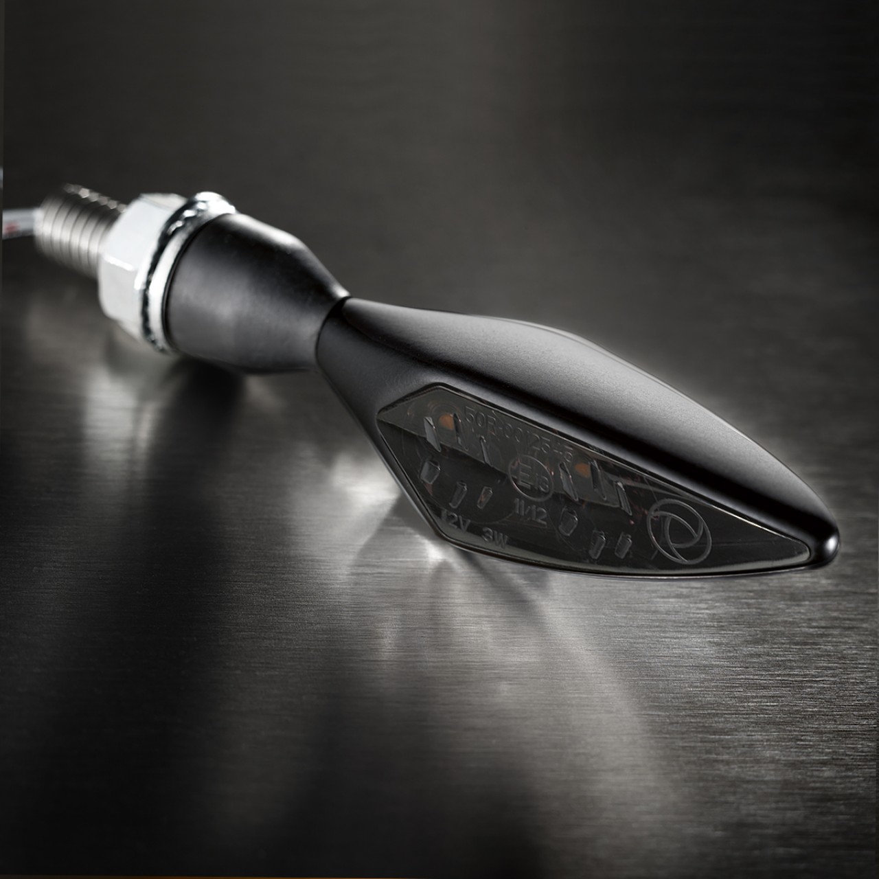 Kellermann Blinker, Rhombus Extreme, Stahl, LED, VR/HL, 12 V, schwarz seidenmatt, M8x20, E-geprüft